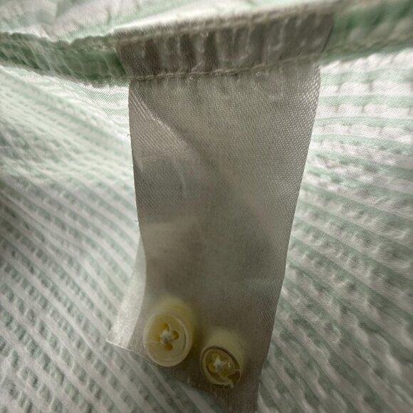 Ermenegildo Zegna Striped Turkey Short Sleeve Button-Down Medium Green Pocket - Picture 11 of 12